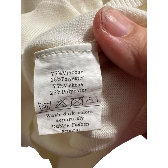 🍒 2/$20 🍒 Ivory Button-Up Pierced Sleeve Cardigan sz Small - Picture 7 of 7